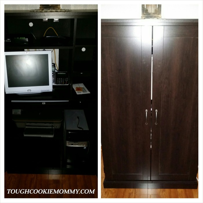 My new computer armoire/office closes discreetly and is space efficient.