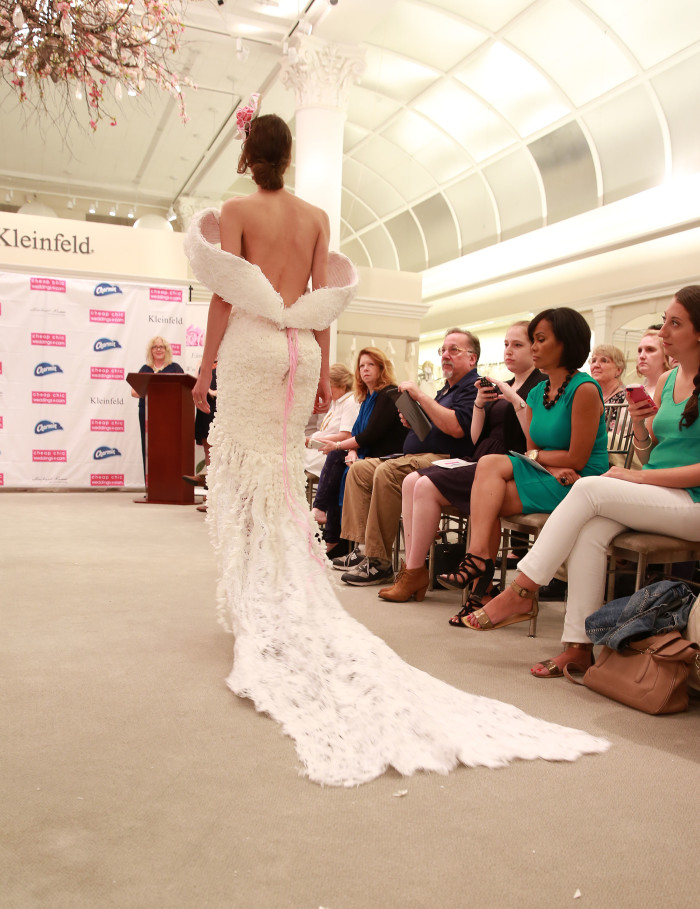 The 11th Annual Toilet Paper Wedding Dress Contest presented by Cheap Chic Weddings and Charmin, will be turned into a ready-to-wear design by a Kleinfeld Bridal designer, on Wednesday, June 17, 2015 in New York. (Amy Sussman/AP Images for Charmin)