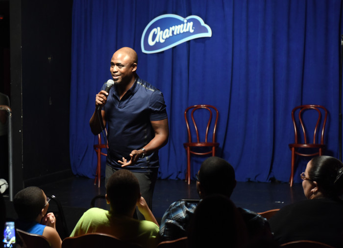 Comedian and improv artist Wayne Brady hosts CharminÕs ÒKeep it Clean Comedy Show,Ó Tuesday, Aug. 25, 2015, in ManhattanÕs lower east side featuring aspiring young comedians in celebration of National Toilet Paper Day. (Photo by Diane Bondareff/AP Images for Charmin)