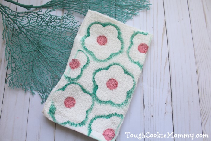 DIY Hand Stamped Flower Towel