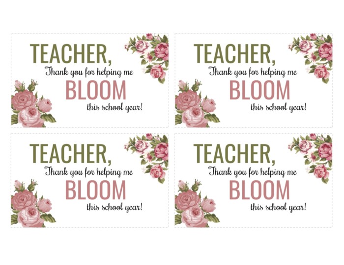 Bloom Teacher Gift Tag Printable